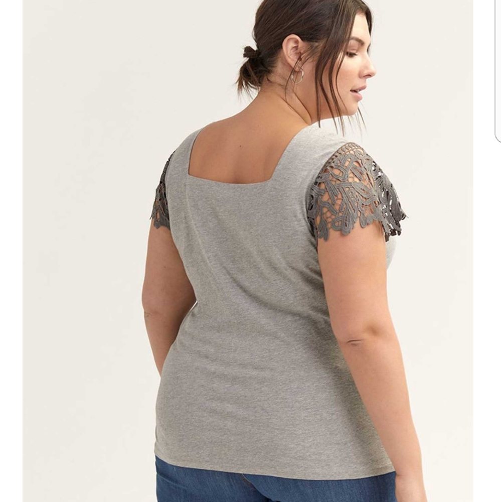 D/C JEANS Crochet Sleeve Top Plus Size 2X NWT - Picture 2 of 3